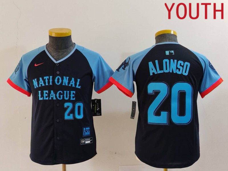 Youth New York Mets #20 Alonso Blue All star 2024 Nike MLB Jersey style 5